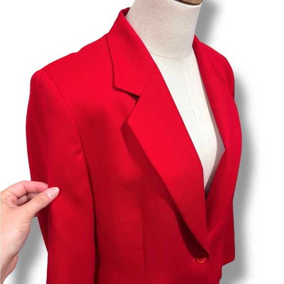 Pendleton 100% Virgin Wool Blazer in Vibrant Cherry Red Jacket Size 14 - Picture 4 of 7